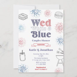 Wed White Blue Patriotic Paares Polterabend Einladung