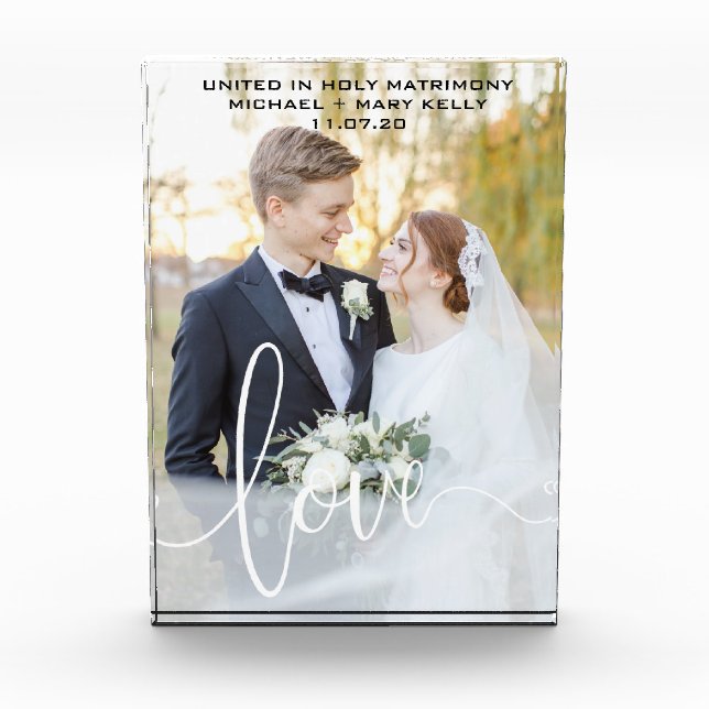 WEDD CUSTOM FOTO KEEPSAKE LIEBE SKRIPT ÜBERLAY (Vorderseite)
