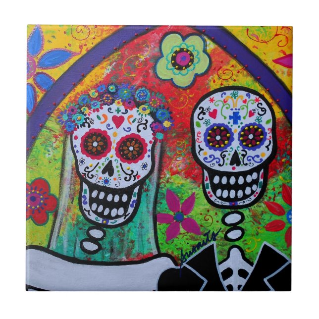 WEDD DIA DE LOS MUERTOS TILE FLIESE (Vorderseite)