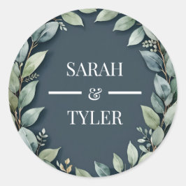 WEDD-EUCALYPTUS-WREATH-Aufkleber Runder Aufkleber