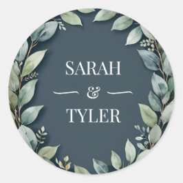 WEDD-EUCALYPTUS-WREATH-Aufkleber Runder Aufkleber