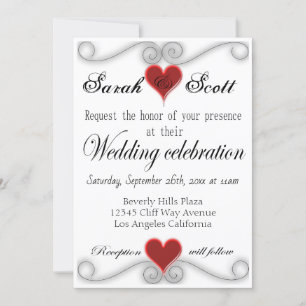 WEDD INVITATION Elegantes modernes Rotes Herz Einladung