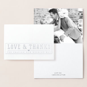 WEDD LIEBE & DANKS neuvermähltes Foto extravagante Folienkarte