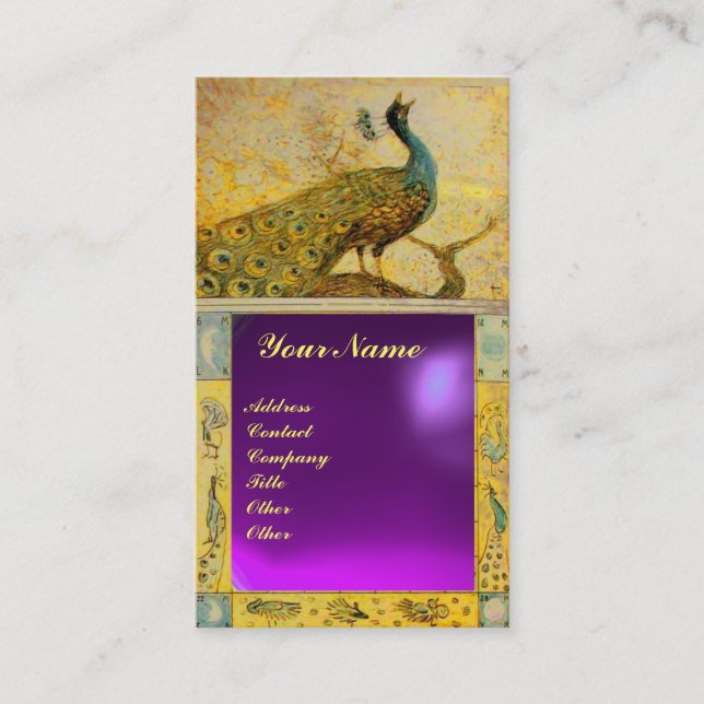 WEDD LIEBE PEACOCK MONOGRAM lila Amethyste Visitenkarte (Vorderseite)