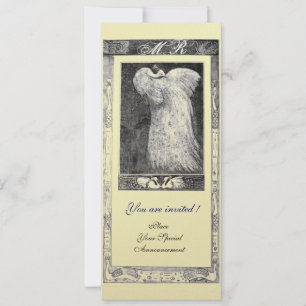 WEDD LIEBE PEACOCK MONOGRAM, Schwarz-weiß Einladung