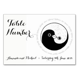 WEDD TISCHNUMMER CARD. b/w taucht YinYang