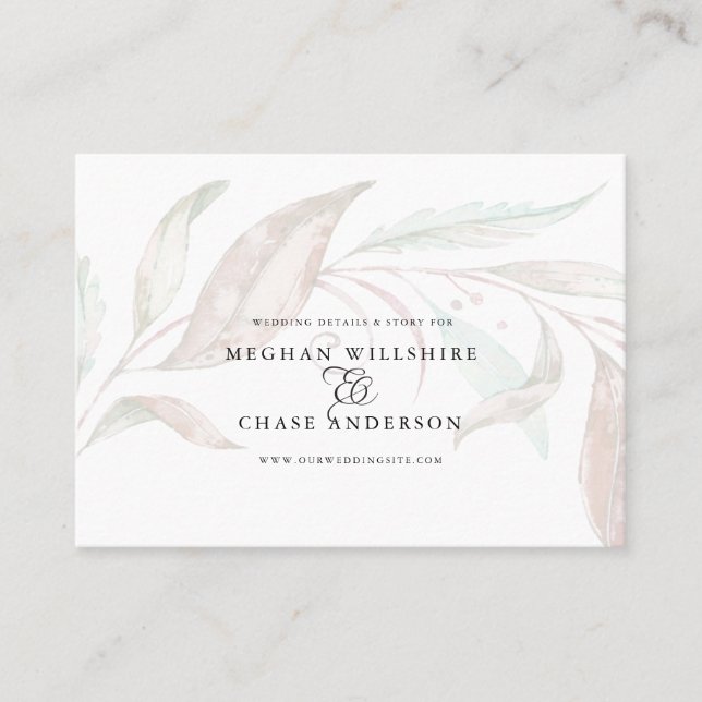WEDD-WEBSITE | Sheer Watercolor Wispy Foliage Visitenkarte (Vorderseite)