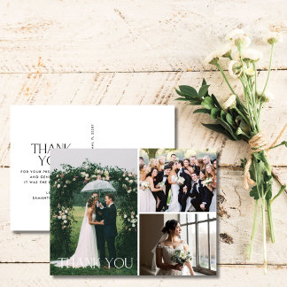 Wedding 3 Foto Collage Danke Postcard Postkarte