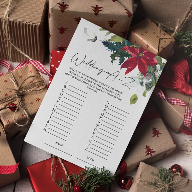 Wedding A-Z Poinsettia Brautparty Game Card Einladung (Von Creator hochgeladen)