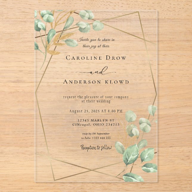 WEDDING Acrylic Invitations Acryleinladungen (Vorderseite)
