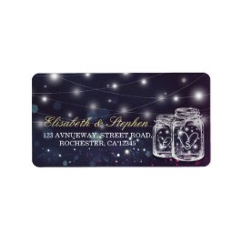 Wedding Address Chic Mason Jar Lila String Light Adressaufkleber