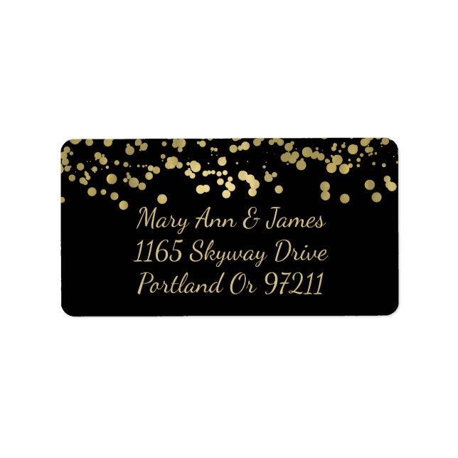 Wedding Address Gold Foil Confetti Adressaufkleber (Vorne)