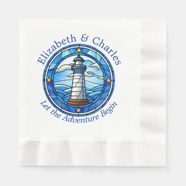Wedding Adventure Lighthouse Sailing Nautical Serviette (Vorderseite)