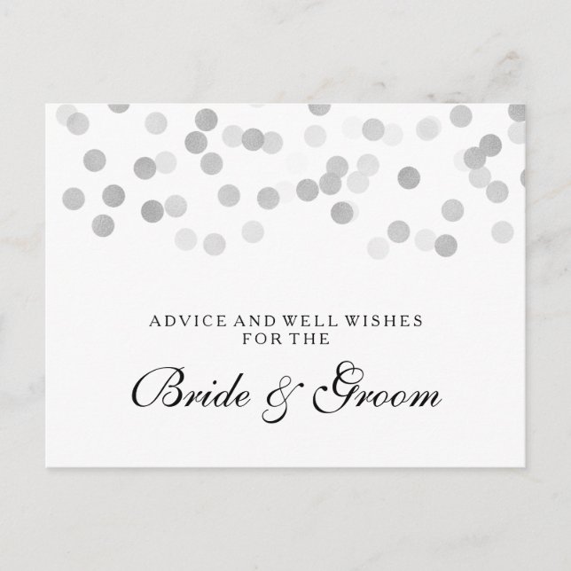 Wedding Advice Card Silver Foil Glitter Lights Hinweiskarte (Vorderseite)