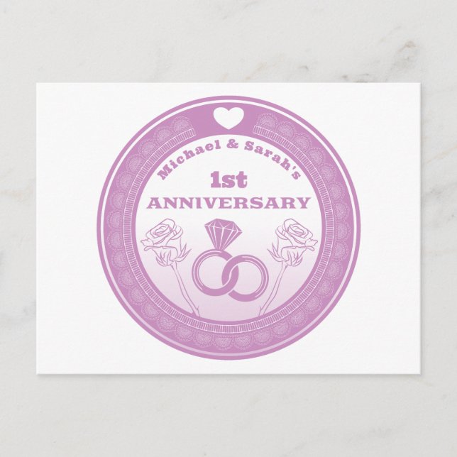 Wedding anniversary Lace look change the year Postkarte (Vorderseite)