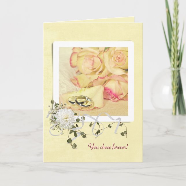 Wedding Anniversary Roses in snaphot frame Karte (Vorderseite)