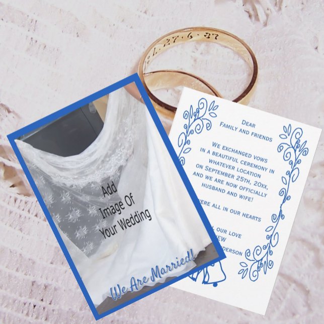 Wedding Announcement Card Blue Sapphire Bells Einladung (Von Creator hochgeladen)
