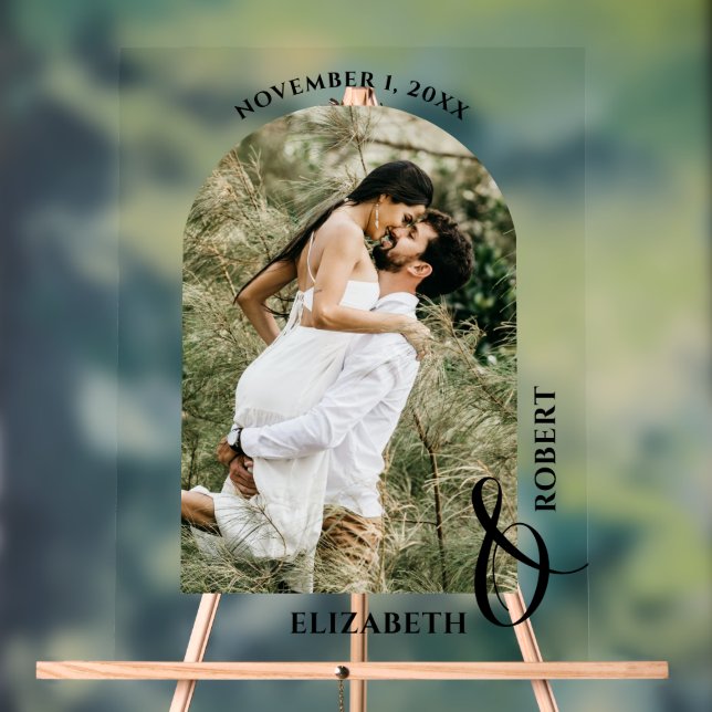 Wedding Arched Photo Welcome Sign Acrylschild (Neutral)