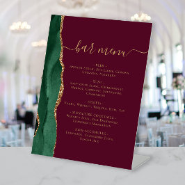 Wedding Bar Menu Emerald Green Gold Agate Burgundy Sockelschild