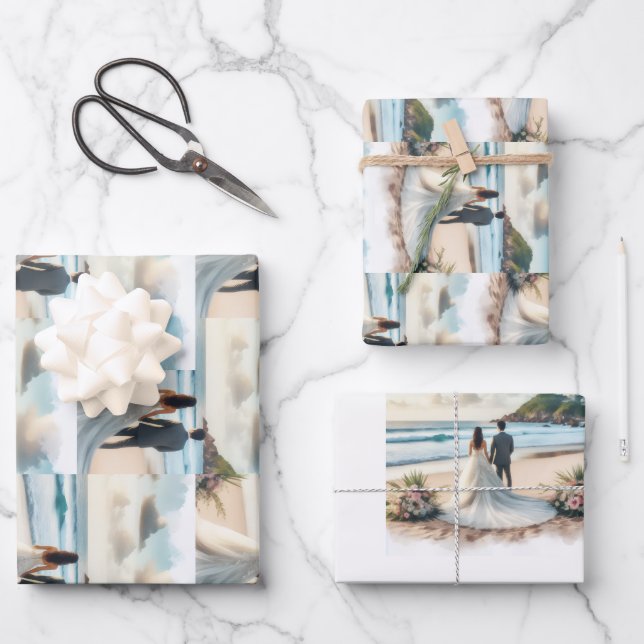 Wedding Beach Couple Geschenkpapier Set (Vorderseite)