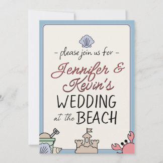 Wedding Beach Party Invite Cute Sandcastle Crab  Einladung