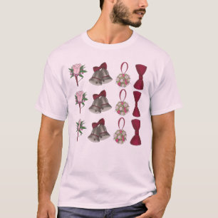 Wedding Bells Bridal Rose Blume Bowtie T-Shirt