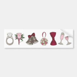 Wedding Bells Ring Champagne Bowtie Autoaufkleber