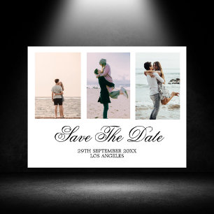 Wedding Black Foto White Save the Date Feiertagspostkarte