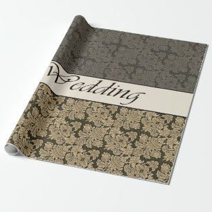 Wedding Black Golden Brocade Geschenkpapier