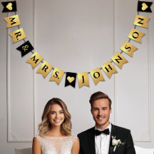 Wedding Black Imitats Gold hört Nachname & Nachnam