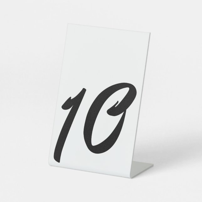 Wedding Black Tischnummer 10 Pedestal Sign Sockelschild (Vorderseite)