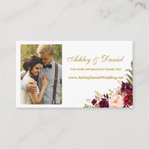 Wedding Blumenburgunder-Foto-Website-Einsatz-Karte Begleitkarte