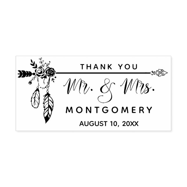 Wedding Boho Individuelle Name Vielen Dank Gummistempel (Prägung)