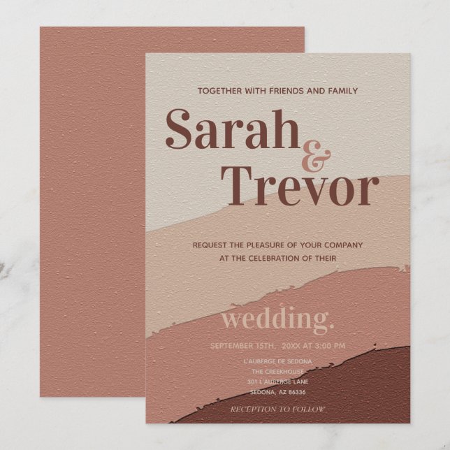 Wedding Bold Typografy Dusty Rose Einladung (Vorne/Hinten)