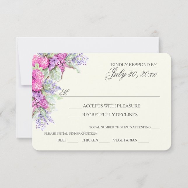 Wedding Bouquet Watercolor UAWG RSVP Karte (Vorderseite)