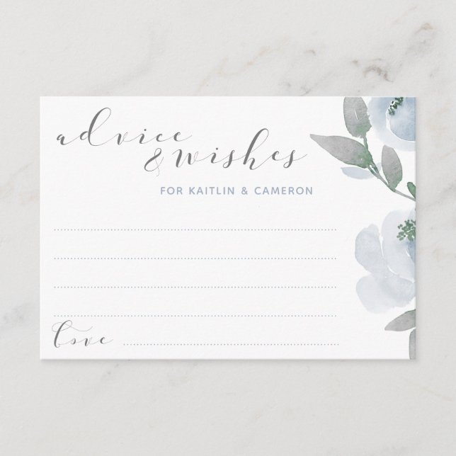 Wedding Brautparty Dusty Blue Gray Watercolor Hinweiskarte (Vorderseite)