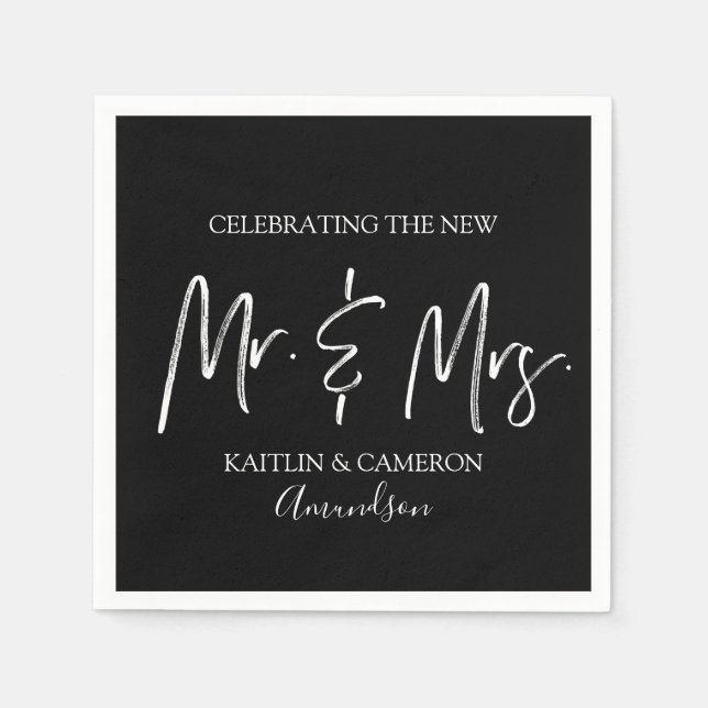 Wedding Brautparty Napkins | Typografie (schwarz) Serviette (Vorderseite)