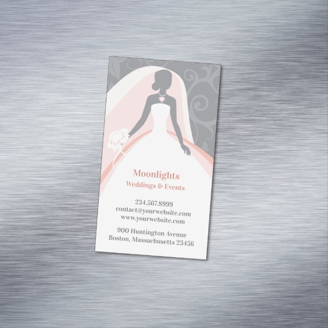 Wedding Bridal White Dress Magnetische Visitenkarte (Beispiel)
