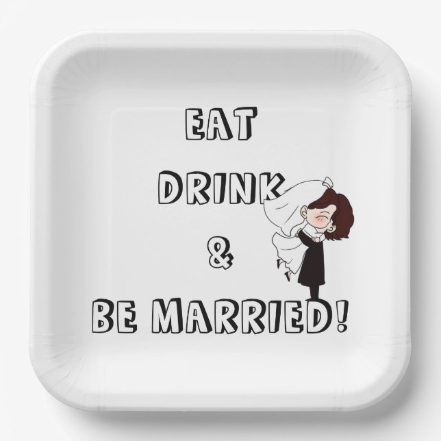 Wedding Bride and Groom Humor Pappteller (Vorderseite)