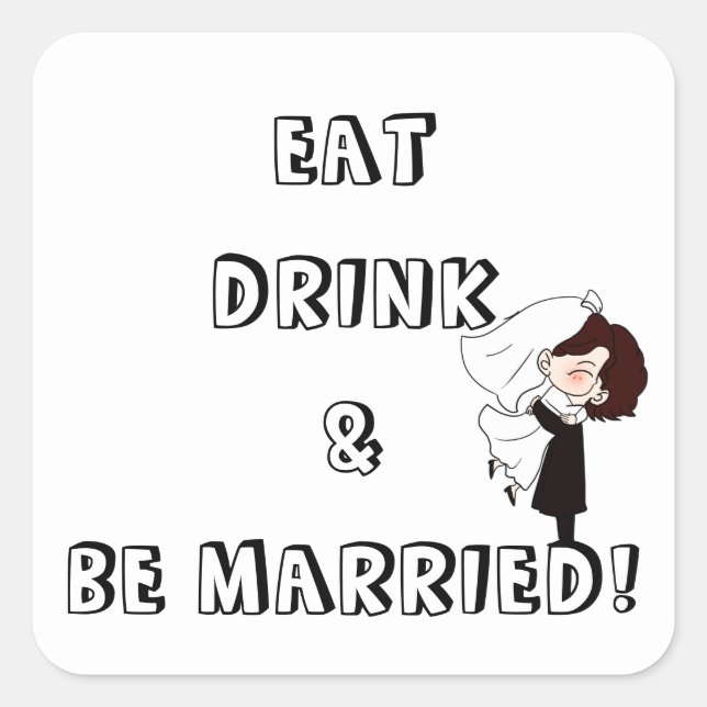 Wedding Bride and Groom Humor Quadratischer Aufkleber (Vorderseite)