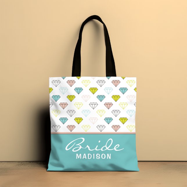 Wedding Bride Diamond Chic Modernes Personalisiert Tasche (Von Creator hochgeladen)