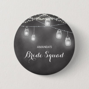 Wedding Bride Squad Team Schwarz-weiß Button