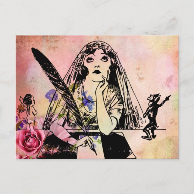 Wedding Bride Vintag Postkarte (Vorderseite)