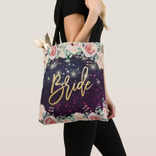 Wedding Brides Burgundy Chic Floral Lila Sparkle Tasche
