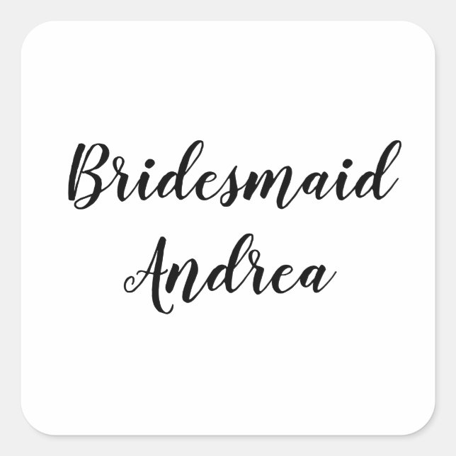 Wedding Bridesmaid 2023 Simple Individuelle Name M Quadratischer Aufkleber (Vorderseite)