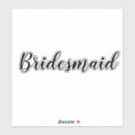 Wedding Bridesmaid 2024 Einfaches Minimal an benut Aufkleber<br><div class="desc">Einfache und coole Bridesmaid-Aufkleber in Schwarzweiß. Sie können den Text ändern und auch die Farben ändern!</div>