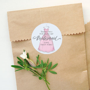 Wedding Bridesmaid Pink Vielen Dank Runder Aufkleber