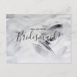 Wedding Bridesmaid   Weiße Kunstmalereien Einladungspostkarte
