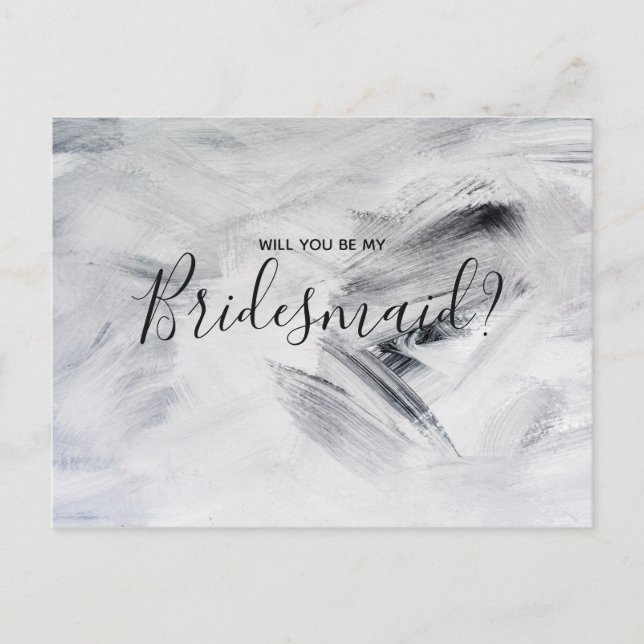 Wedding Bridesmaid | Weiße Kunstmalereien Einladungspostkarte (Vorderseite)