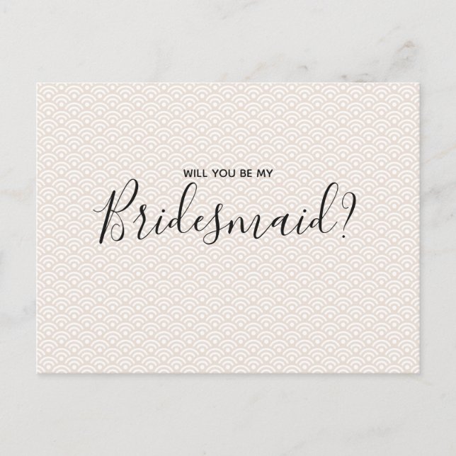 Wedding Bridesmaid | Weißrosa Muster Elegant Einladungspostkarte (Vorderseite)